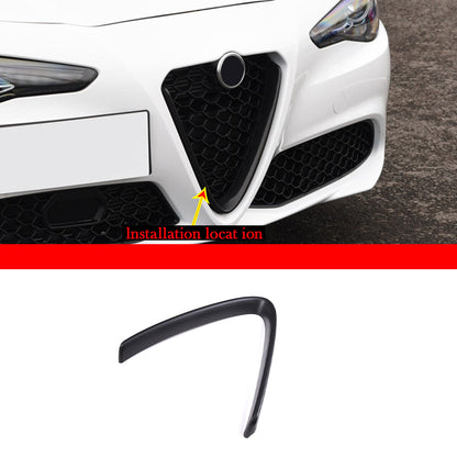Matte Black Front Grille V Shape Cover+Logo Ring Trim for Alfa Romeo Giulia 17+ 3