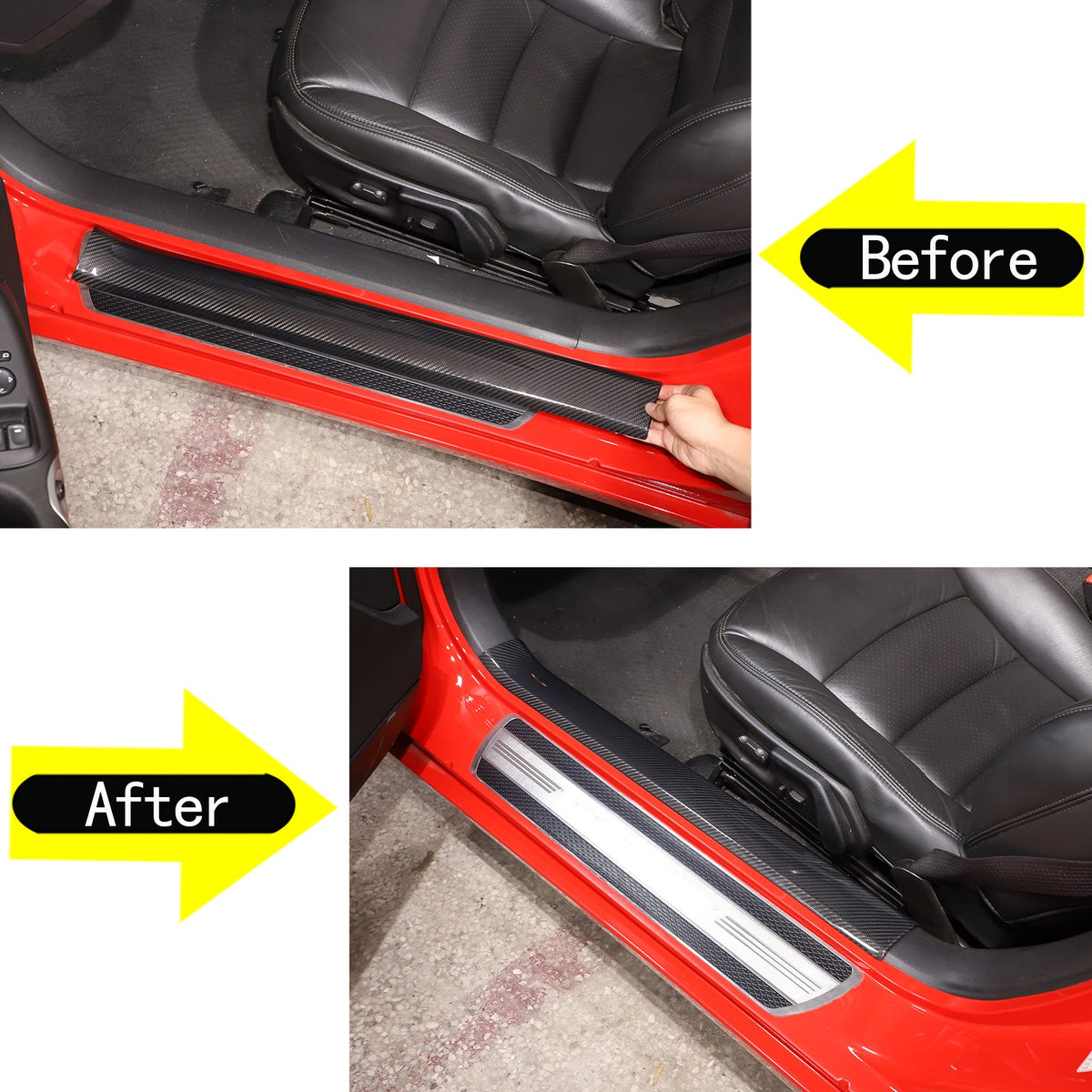 Real Carbon Fiber Built In Scuff Door Sill Bar Plate For Corvette C6 2005-2013 3
