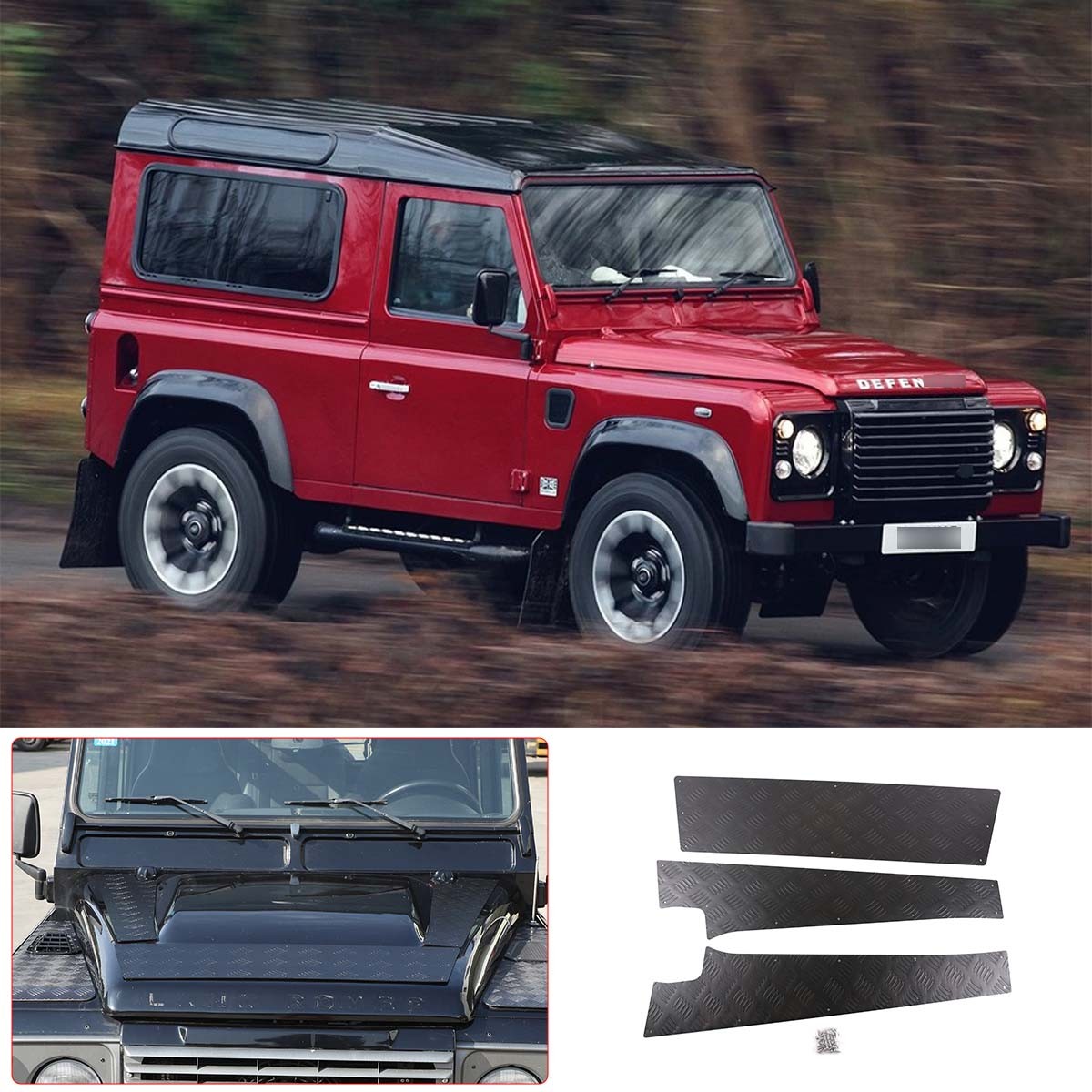 Black Alloy Front Hood Protection Plate Trim For LR Defender L316 2004-2018 14