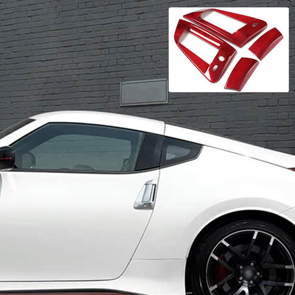 Red Real Carbon Fiber Door Handle Cover For Nissan 370Z Z34 2009-2019 1