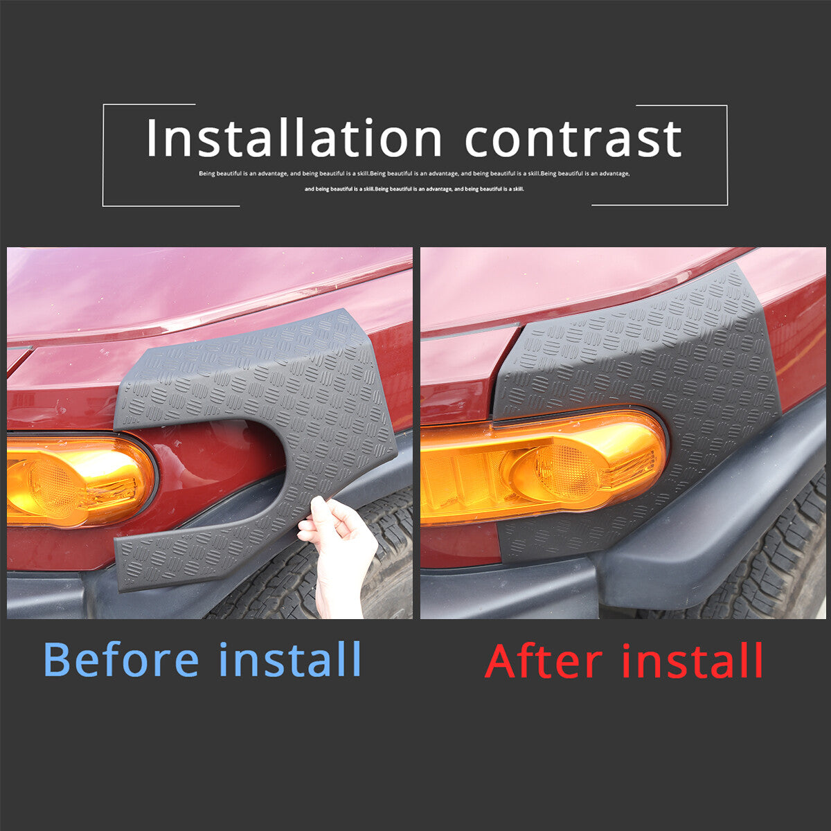 Hood Side Headlight Trim Overlay Anti-Scratch Panel For Toyota FJ Cruiser 07-21 8
