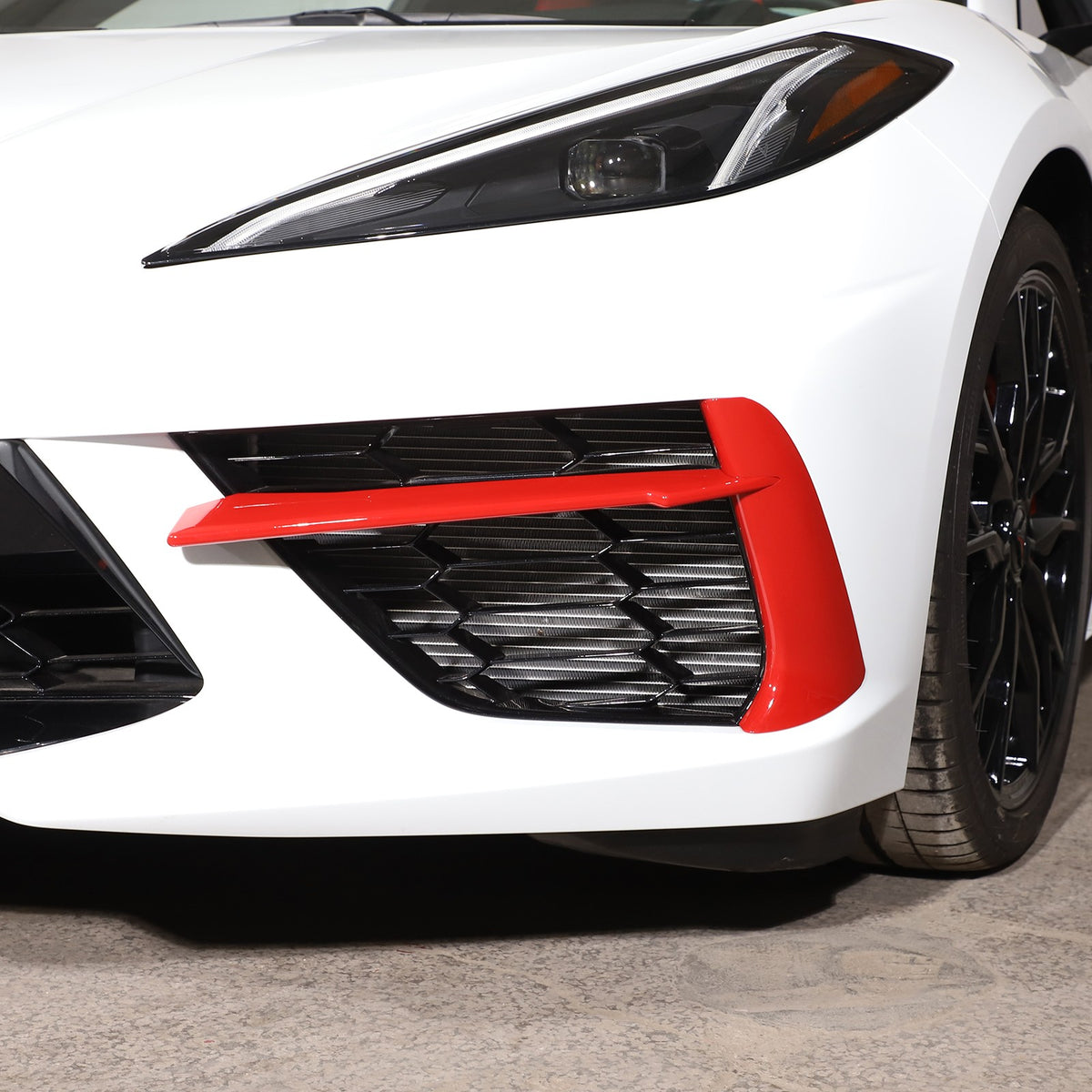 Sports Red Front Bumper Fog Light Lamp Trims for Corvette C8 2020-2025 US 20