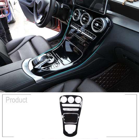 Black Center Console Panel Cover Trim For Benz C Class W205 GLC X253 2015-18 1