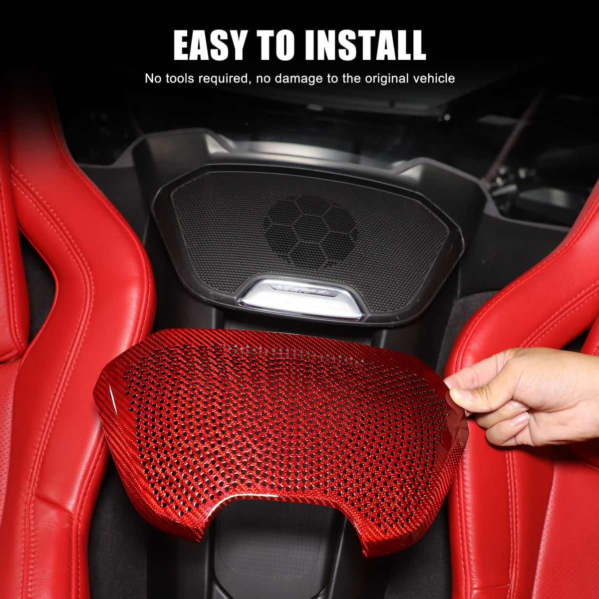 Red Real Carbon Fiber Rear Speaker Grille Trim For Corvette C8 1LT/2LT 2020+ 7