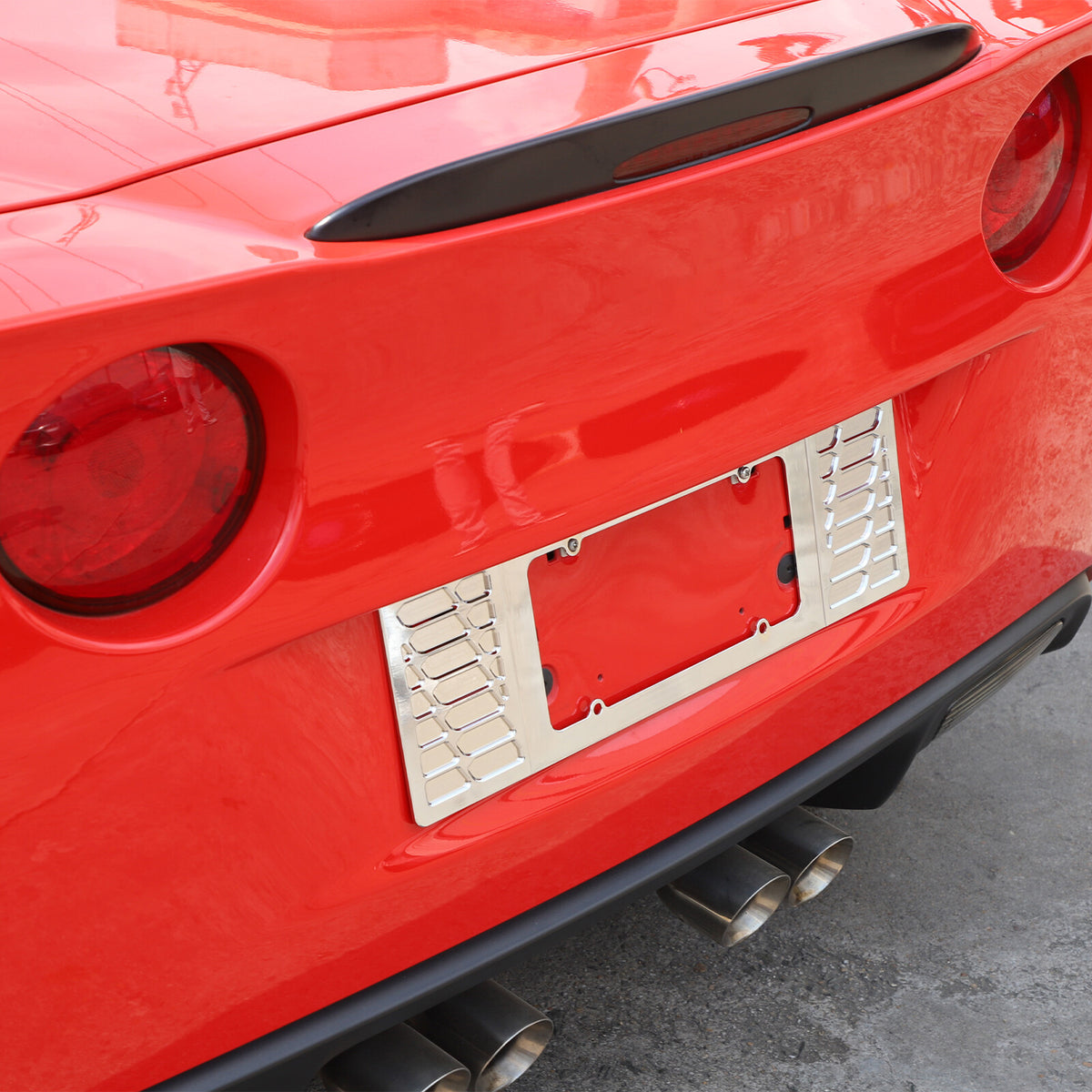 Silver Aluminum alloy Rear License Plate Frame Trim For Corvette C6 2005-13 10