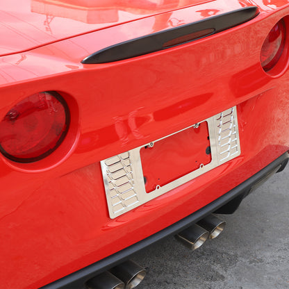 Silver Aluminum alloy Rear License Plate Frame Trim For Corvette C6 2005-13 10