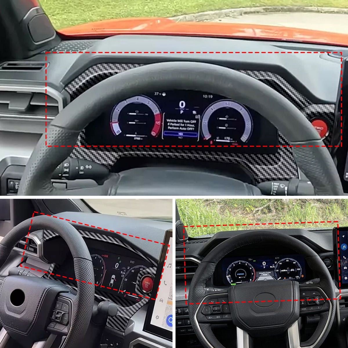 ABS Sporty Red Dashboard Instrument Upper Trim For Toyota Tacoma 2024+ US 18