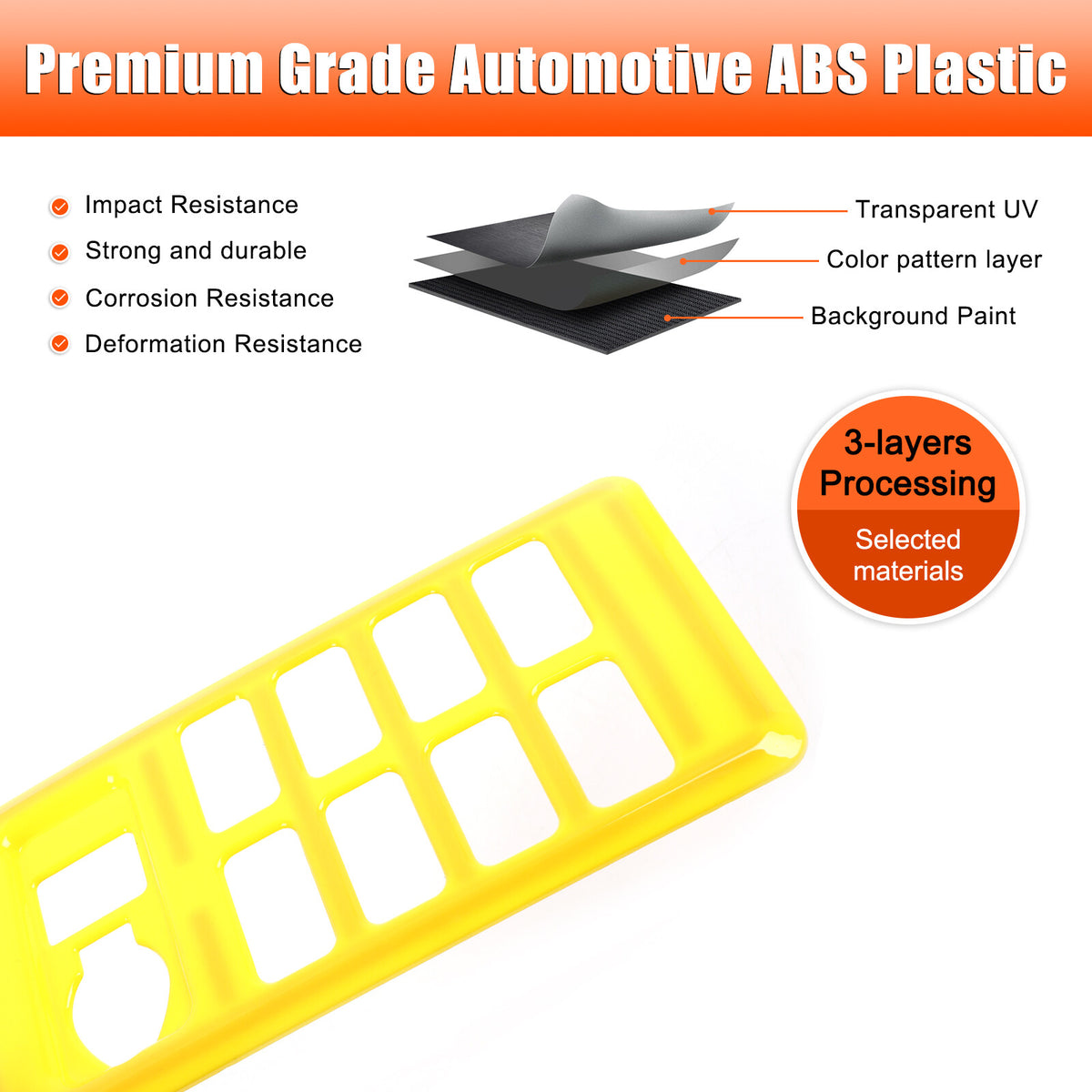 Yellow ABS Interior Center Console Trim Cover for Toyota FJ Cruiser 2007-2021 22