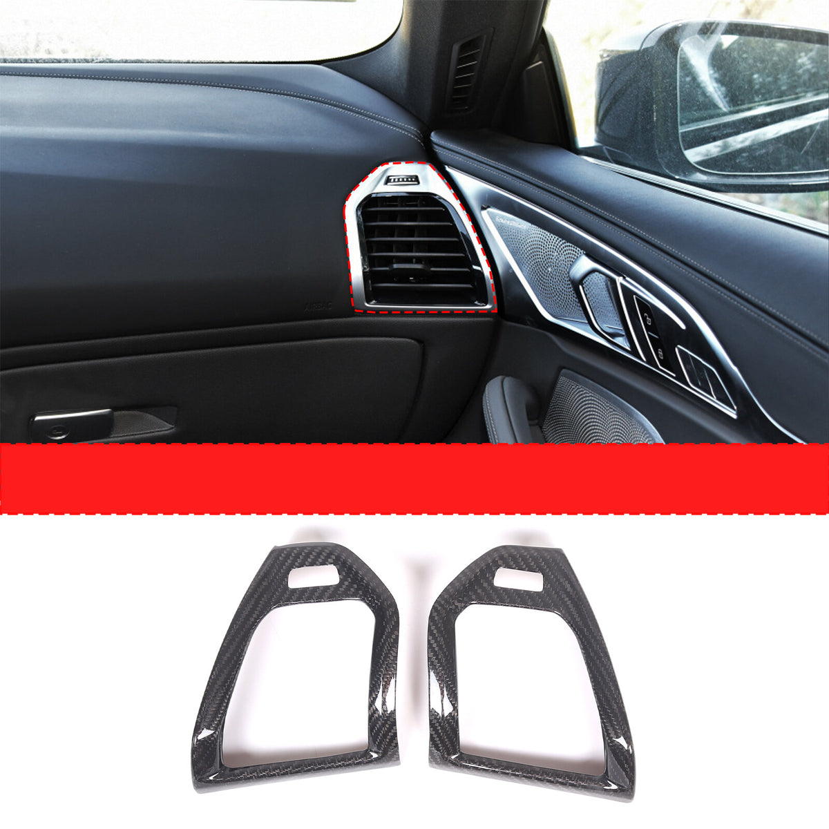 Real Carbon Fiber Dashboard Side Air Vent Cover Trim For BMW 8 Series 2019-2022 7