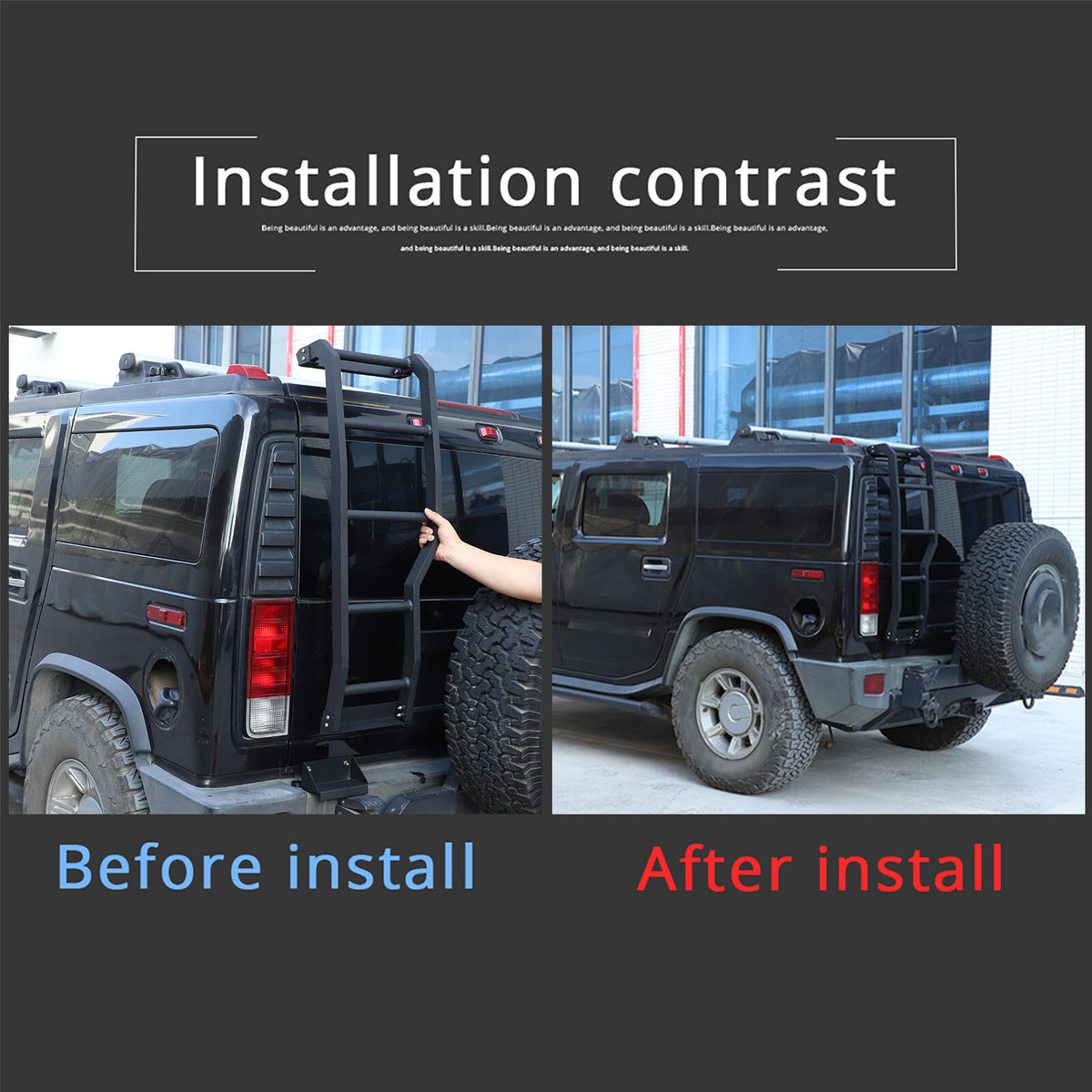 Aluminum Alloy Car Rear Tail Gate Door Ladder Climbing Fit For Hummer H2 2003-09 6