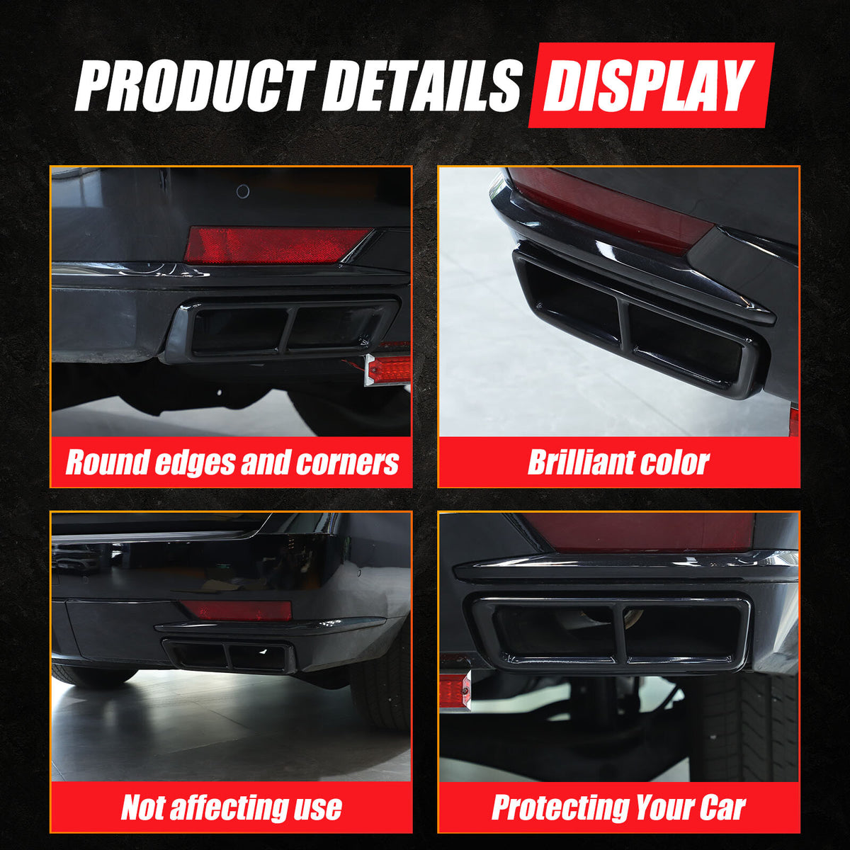 Glossy Black Rear Muffler Tail Pipe Cover Trim For Cadillac Escalade 2021-2024 16