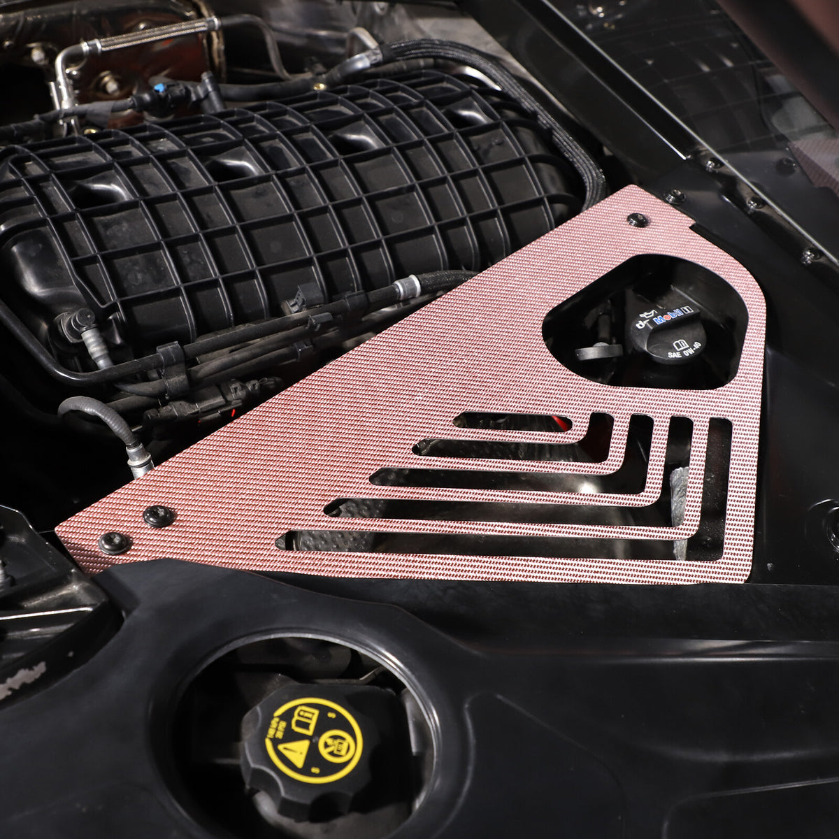 Pink Real Carbon fiber Engine Bay Side Panel Cover Overlay For Corvette C8 Coupe 4