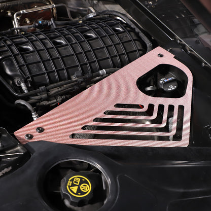 Pink Real Carbon fiber Engine Bay Side Panel Cover Overlay For Corvette C8 Coupe 4
