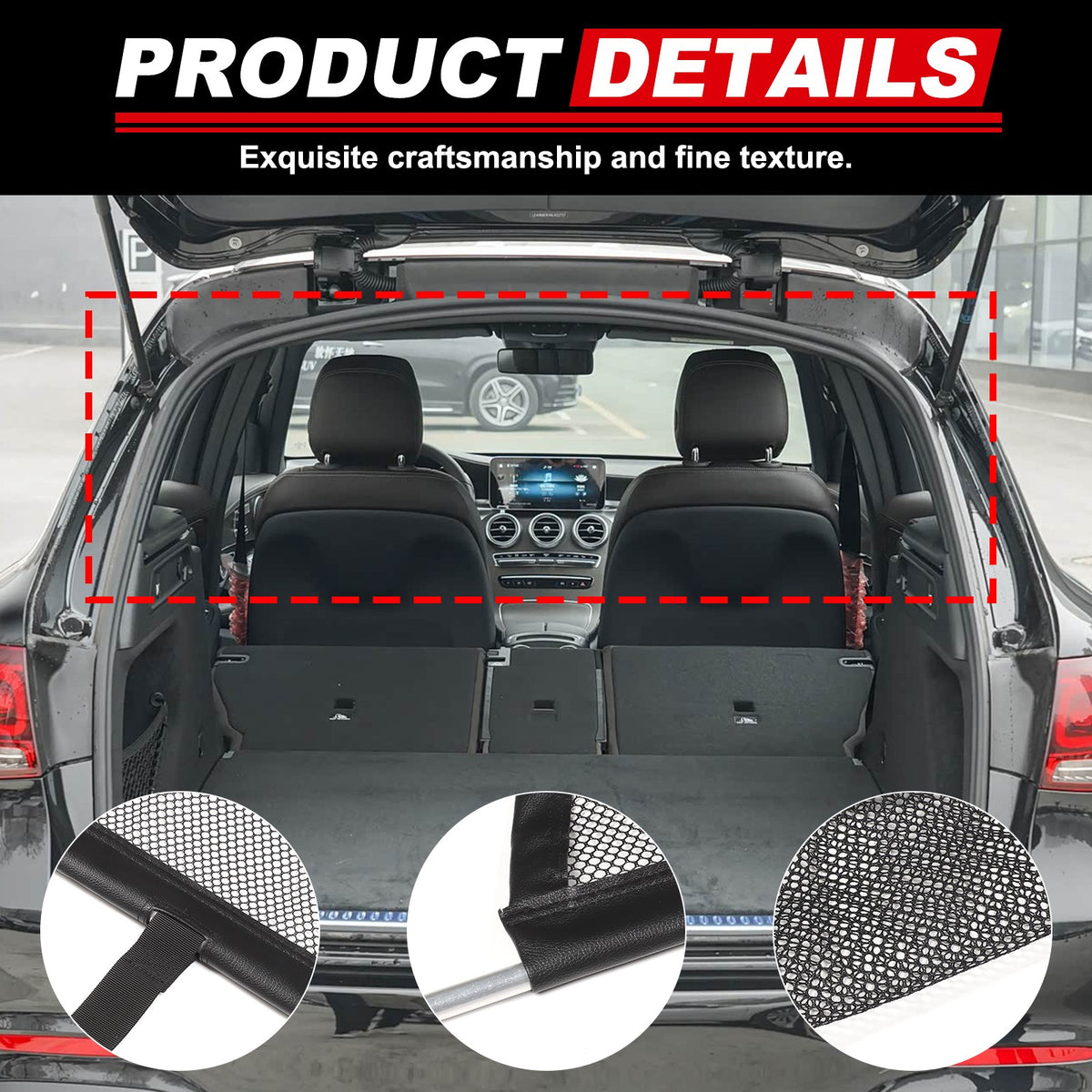 Rear Trunk Cargo Organizer Isolation Cargo Net For Benz GLC X253 2016-2022 14