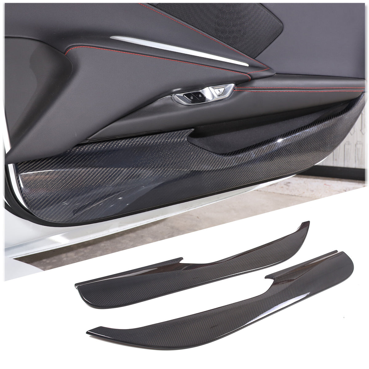 For Corvette C8 Stingray Coupe HTC 2020+ Carbon Inner Lower Door Panel Anti-Kick 18