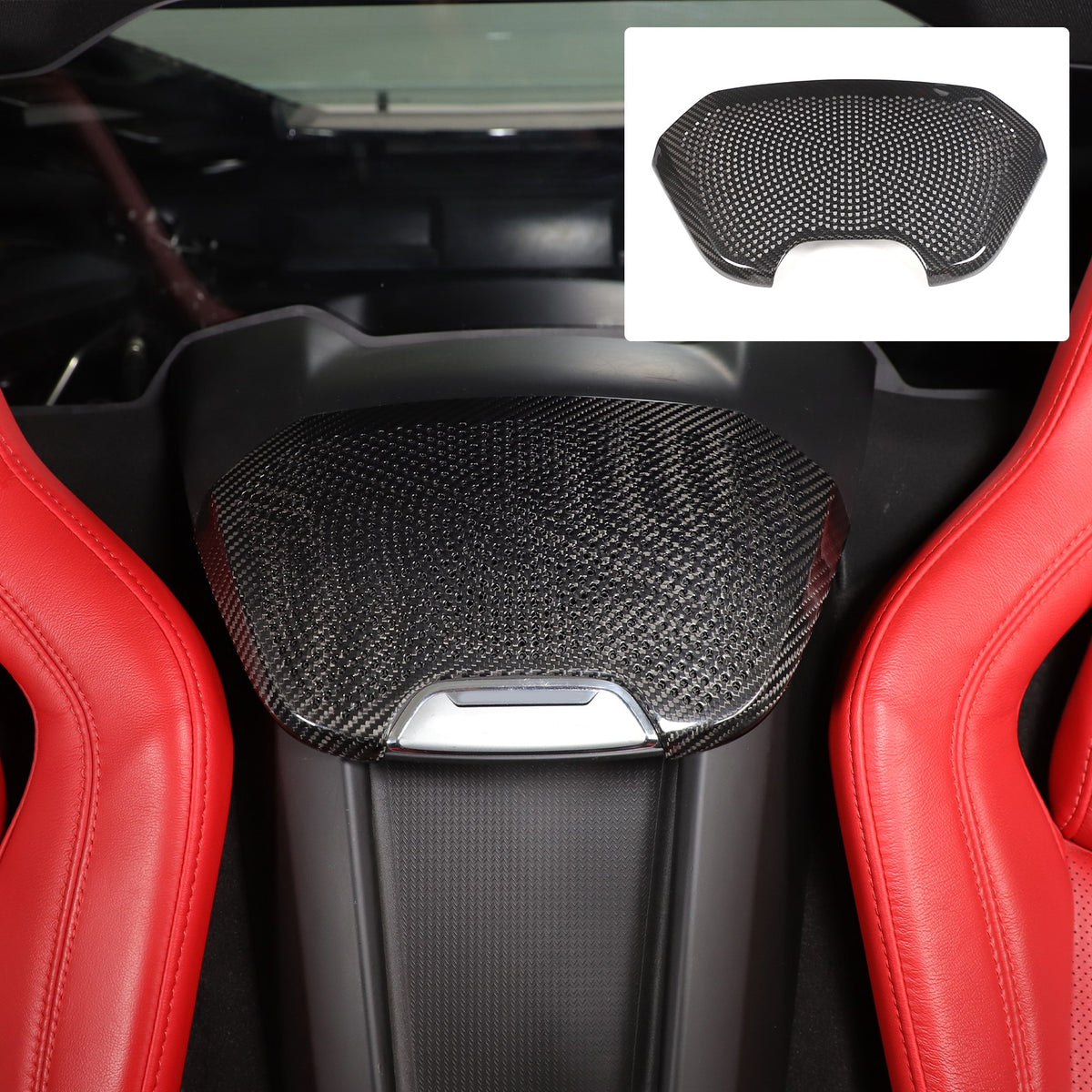 Real Carbon Fiber Rear Seat Single Speaker Grill Trim For Corvette C8 1LT 2020+ 20