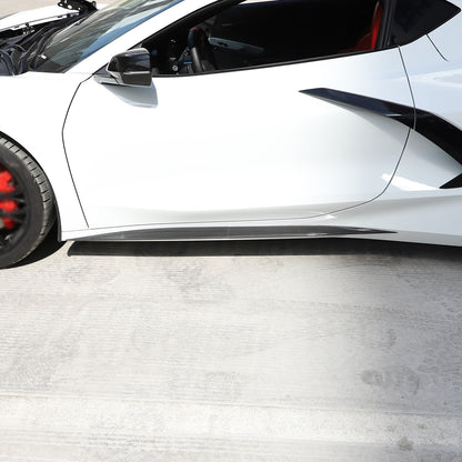 Real Carbon Fiber Side Skirt Trim Strip For Corvette C8 Stingray Coupe 20-26 6
