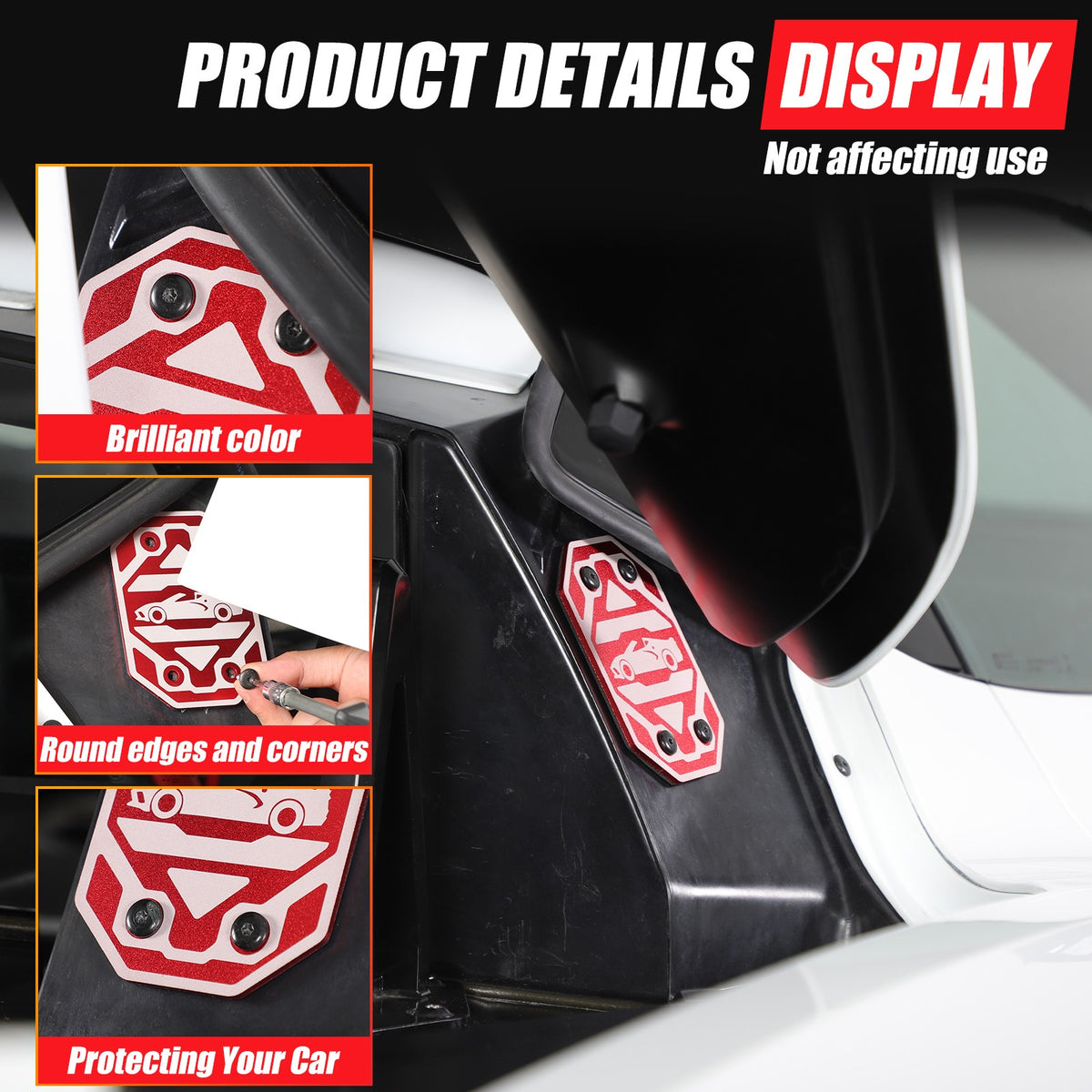 Replacement Red Aluminum Rear Quarter Window Emblem Badge For Corvette C8 20+ US 12