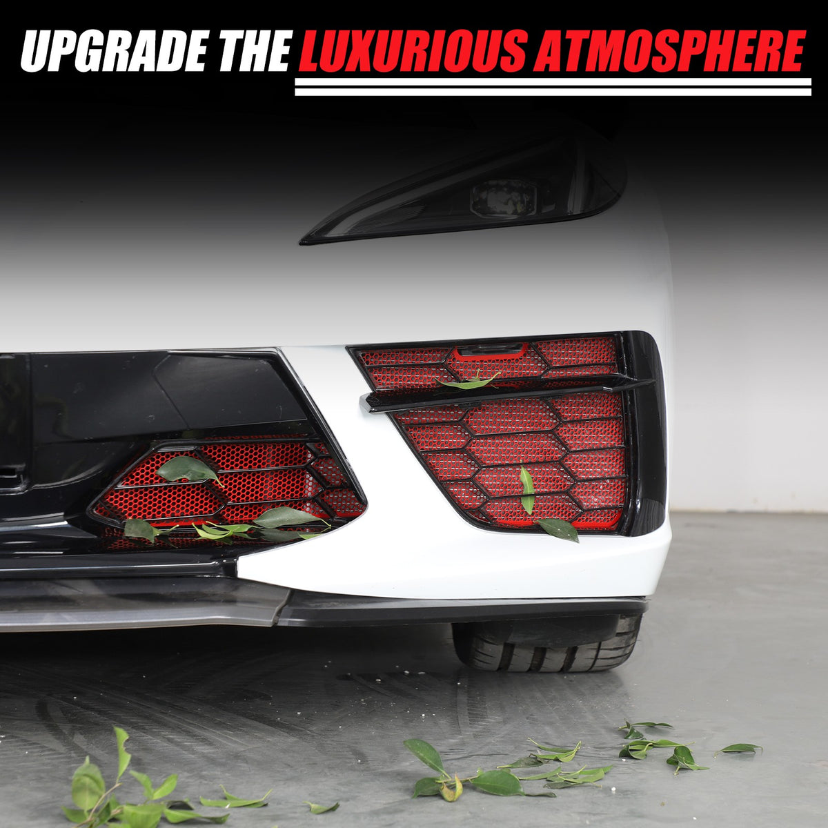 Red Steel Front Bumper Grille Mesh Screen Insect Guard For Corvette C8 2020 US 23