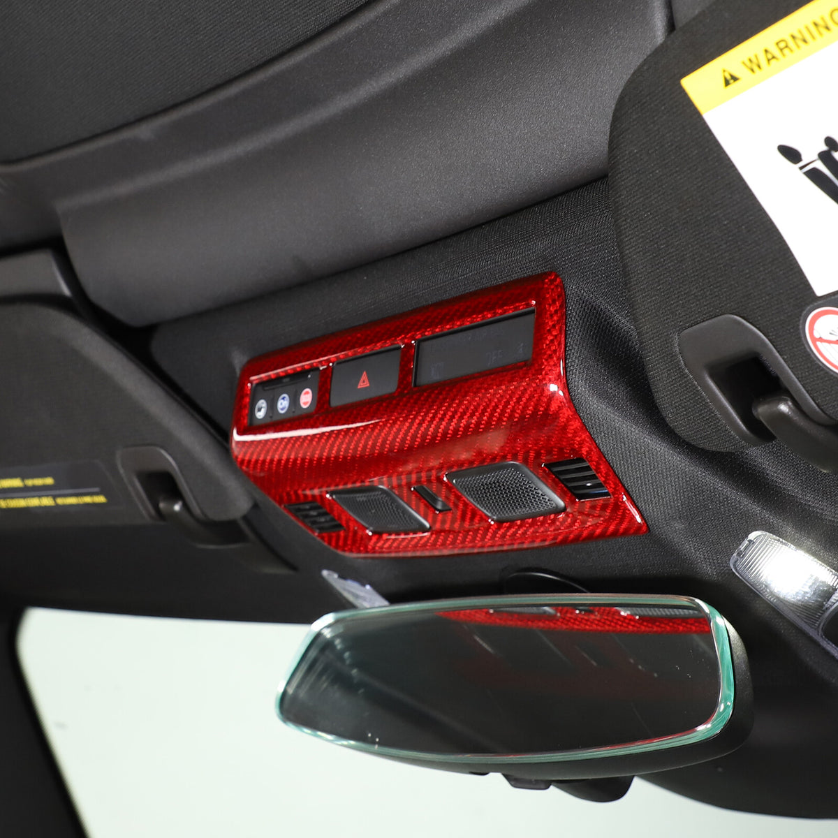 Red Real Dry Carbon Fiber Reading Light Trim Frame Cover For Corvette C8 2020-26 6