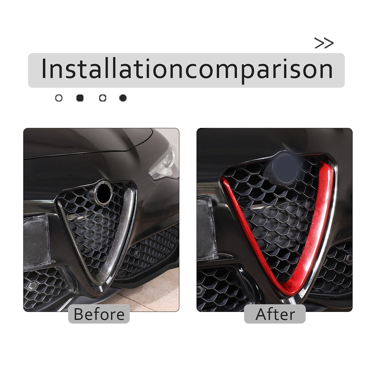 Red Real Carbon Fiber Grille V-Shape Trim Frame For Alfa Romeo Giulia 2017+ US 17