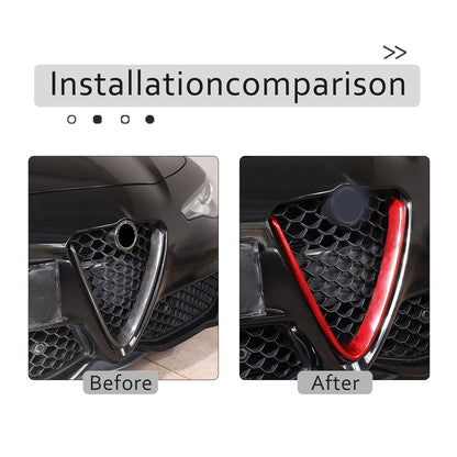 Red Real Carbon Fiber Grille V-Shape Trim Frame For Alfa Romeo Giulia 2017+ US 17