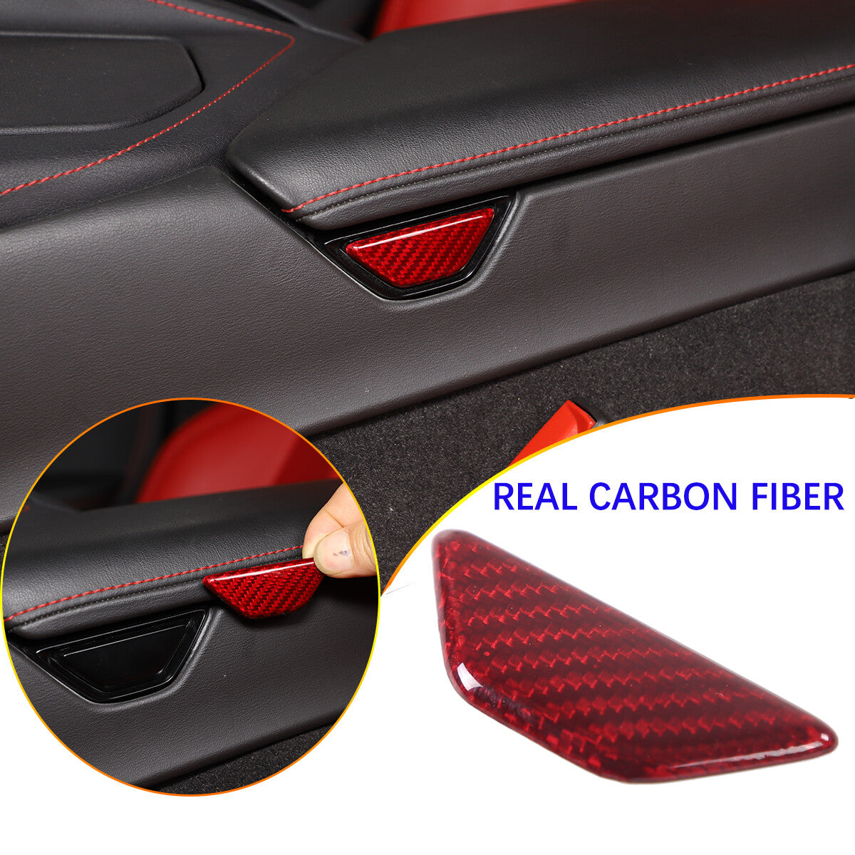 Red Real Carbon Fiber Interior Set Decor Trim Set for Corvette C8 Coupe 20-25 7