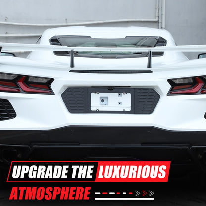 Glossy Black Alloy Rear License Plate Filler Panel Trim for Corvette C8 2020+ 22