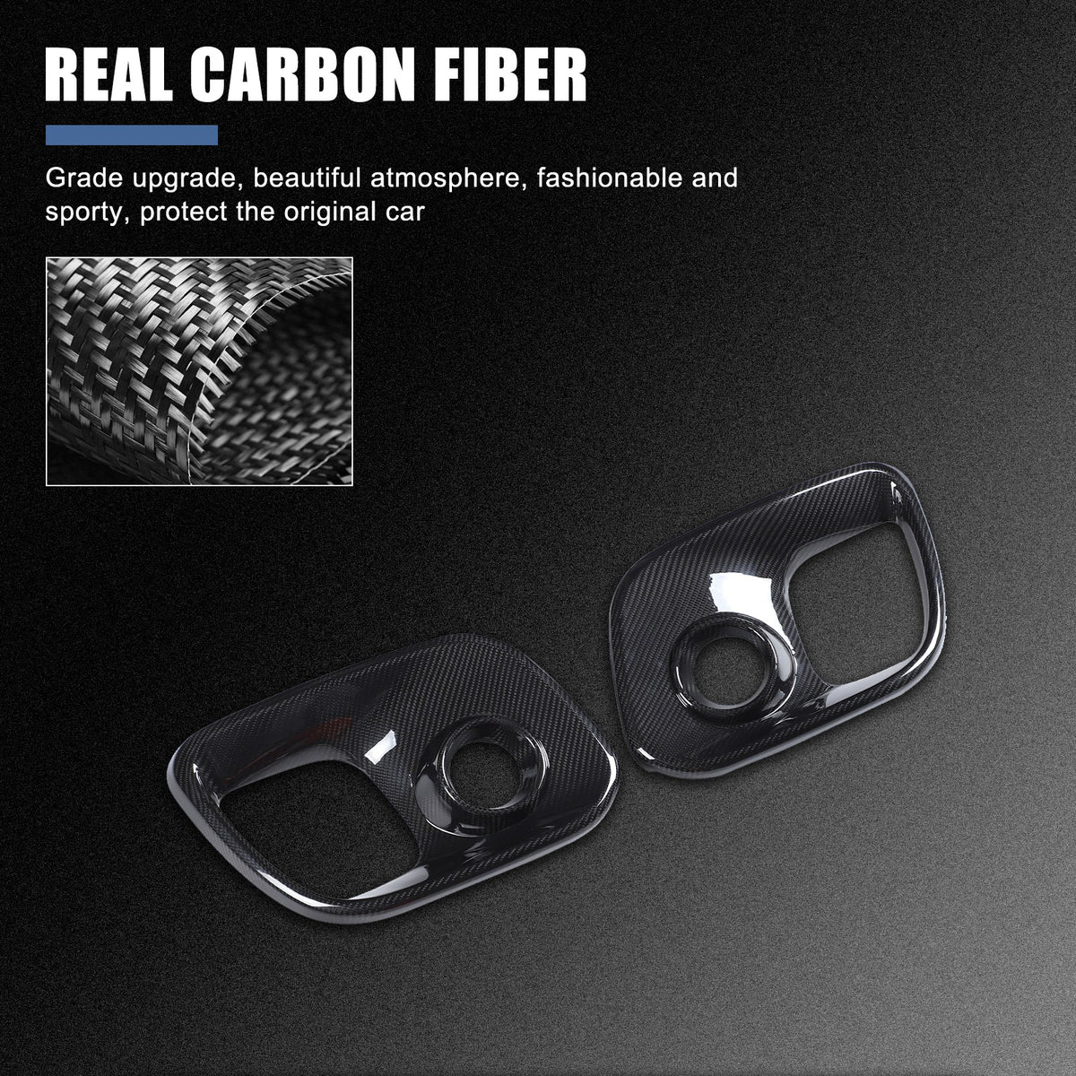 Real Carbon Fiber Front Fog Light Cover Trim For Fiat 500 Abarth 312 2017+ 17