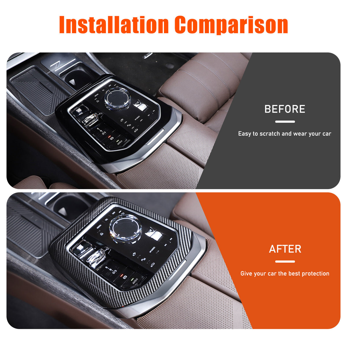 ABS Carbon Fiber Center Gear Shift Panel trim Cover for BMW 7 Serie G70 i7 2023 17