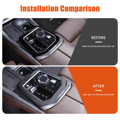 ABS Carbon Fiber Center Gear Shift Panel trim Cover for BMW 7 Serie G70 i7 2023 17
