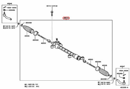 Toyota OEM Power Steering Rack & Pinion Assembly 45510-12290 for Corolla 3