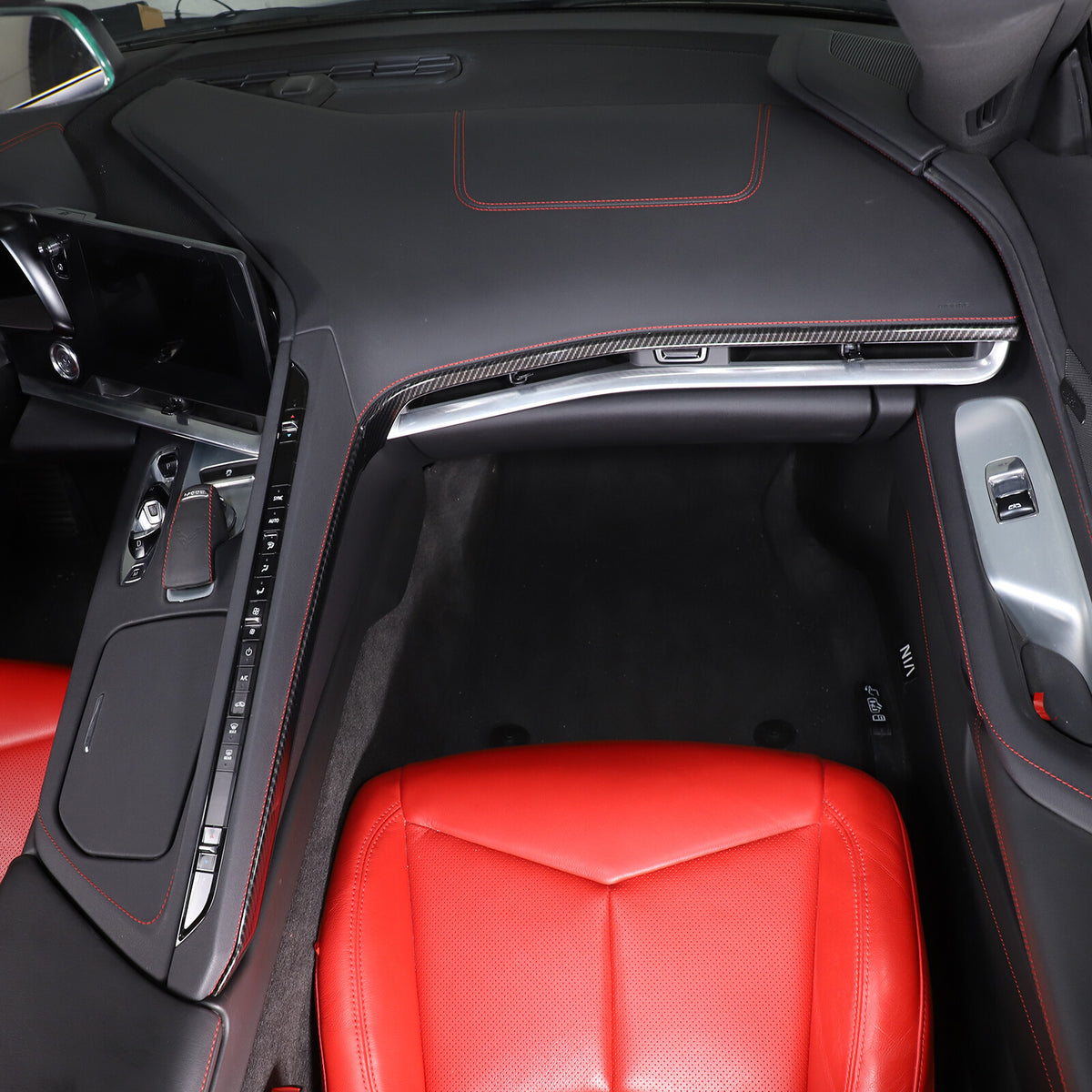 3PCS ABS Carbon Fiber Center Console Side Panel Trim Set For Corvette C8 20-25 10