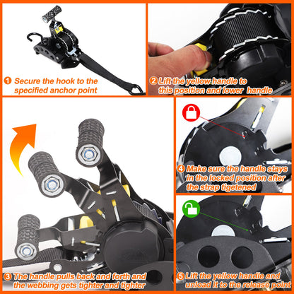 Carbon Steel Truck Bed Tie Down Ratchet Strap For Nissan Frontier 2009-2017 US 10
