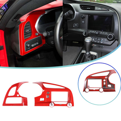 Sport Red ABS Center Console Air Vent Trim Set For Corvette C7 2014-2019 1