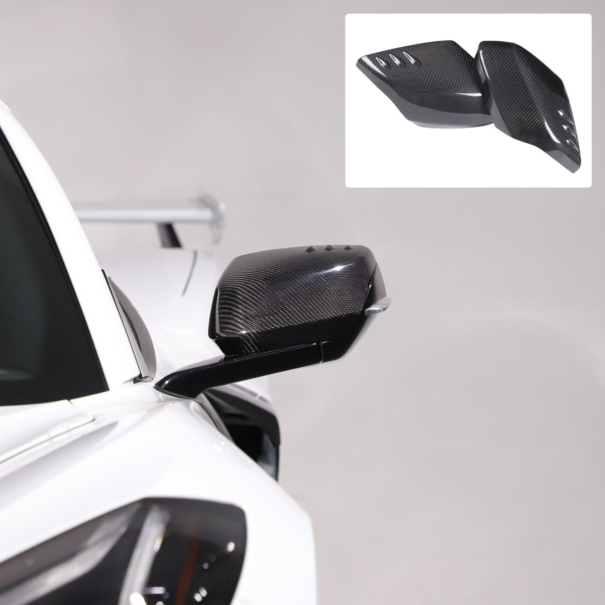 Real Carbon Fiber Side Mirror Air Duct Trim Cover For Corvette C8 2020+ 18