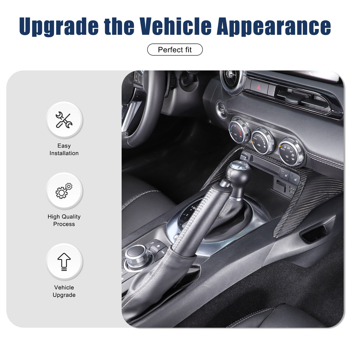 Real Carbon Fiber Front Center Console Trim Cover For Mazda MX-5 Miata 2016-2025 5