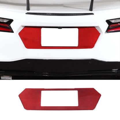 Red Carbon Fiber Rear End License Plate Panel Sticker For Corvette C8 2020-2026 3