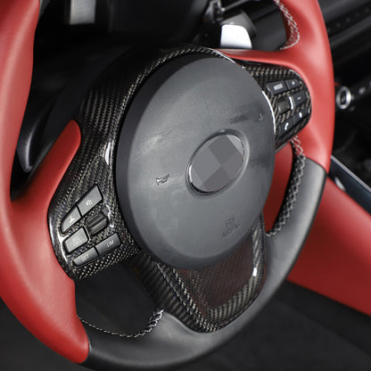 Real Carbon Fiber Interior Steering Wheel Cover Trim for Toyota Supra 2019-24 US 8
