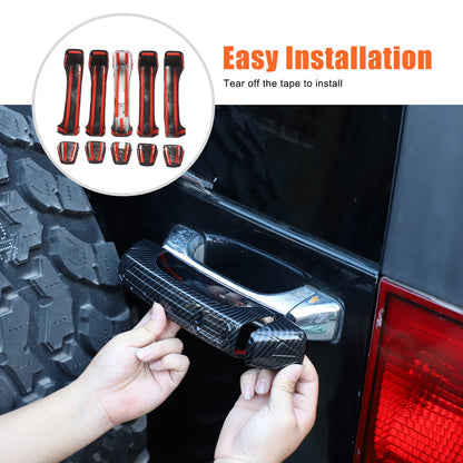 ABS Carbon Fiber Door Handle Tailgate Cover Trim Bezel For Hummer H3 2005-09 US 6