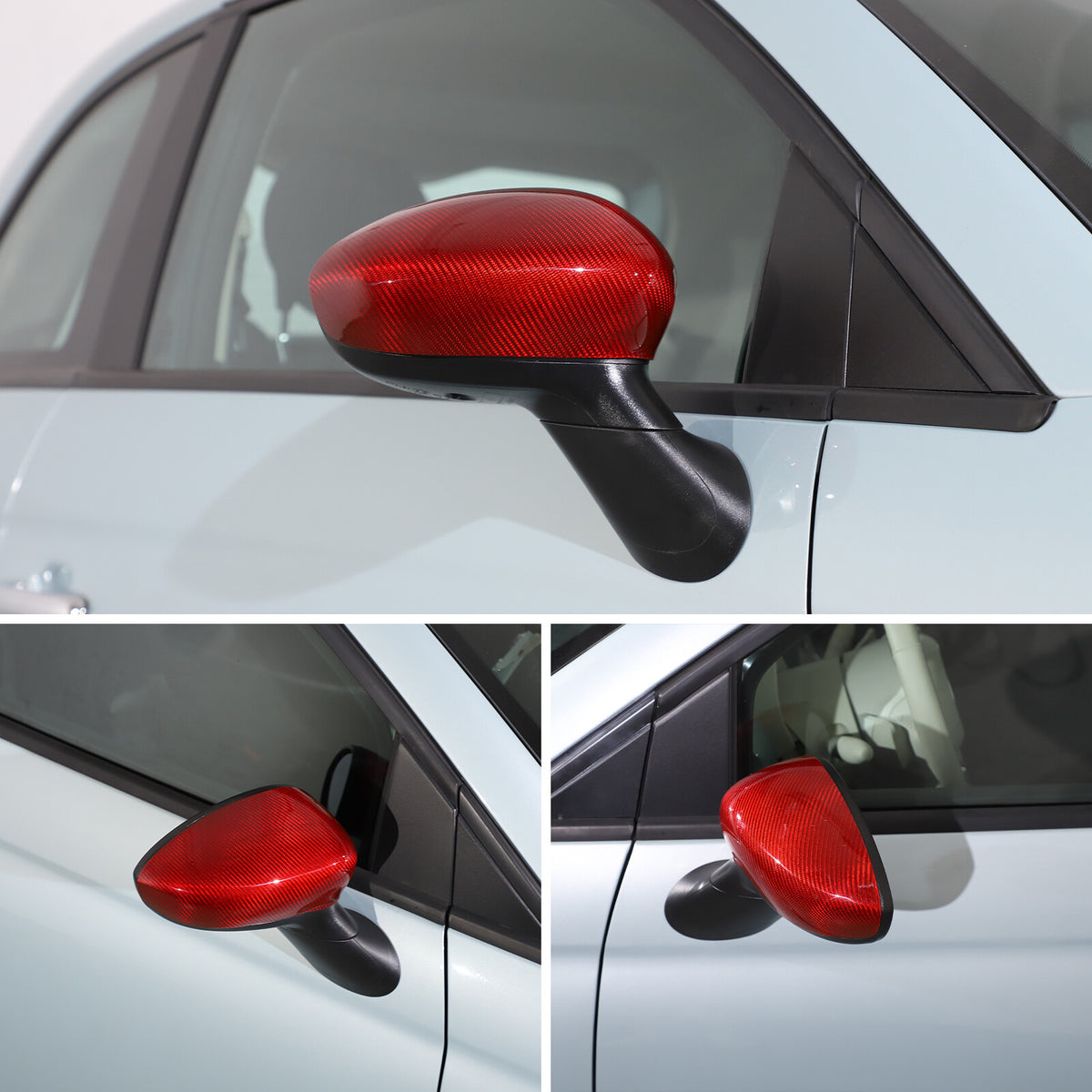 Red Carbon Fiber Exterior Side Rear Mirror Trim For Fiat 500 Abarth 595 2010+ US 10