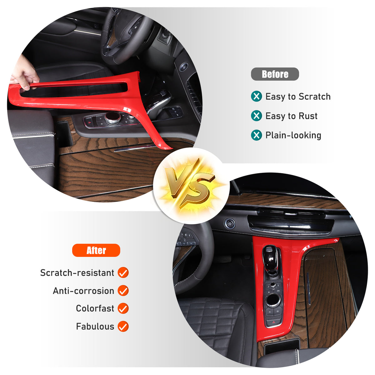 Red ABS Center Control Gear Trim Panel Trim Cover For Cadillac Escalade 21-23 US 16