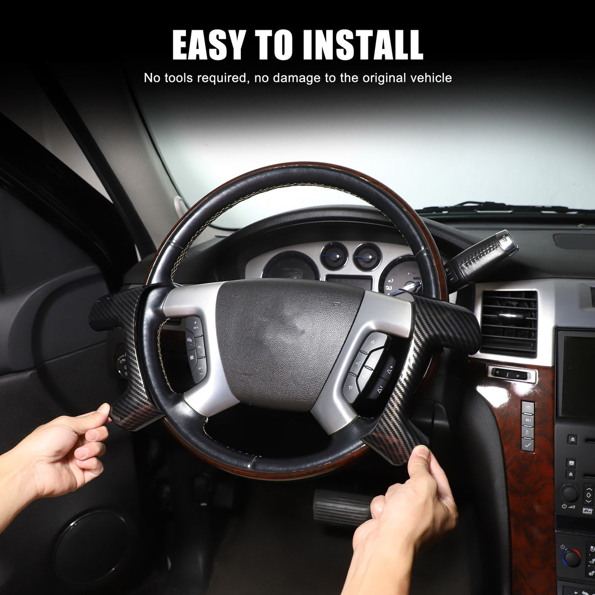 Real Dry Carbon Fiber Steering Wheel Side Button Trim For Hummer H2 2003-2007 9
