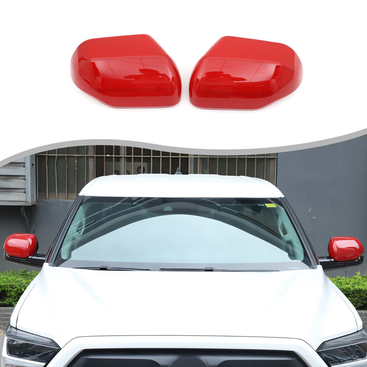 Red ABS Side Mirror Cover Trim with Turn Signal For Toyota Tundra/Sequoia 22+ US 4