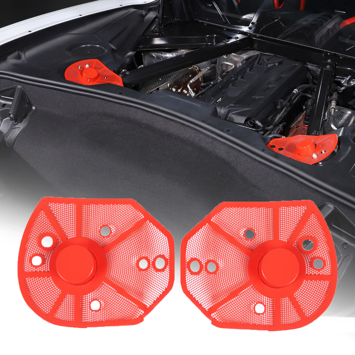Red Stainless steel For Corvette C8 Car Rear Strut Shock Tower Cover Trim 20-26 3
