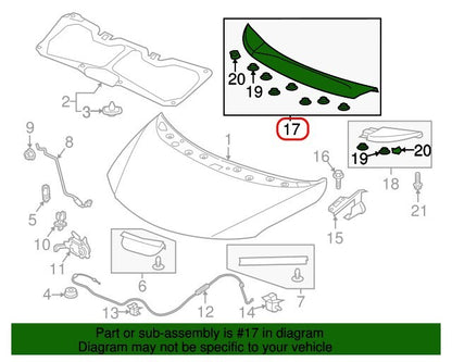 Honda OEM RH Hood Garnish Upper Molding Trim 74147-T5A-000 for 15-20 Fit 3