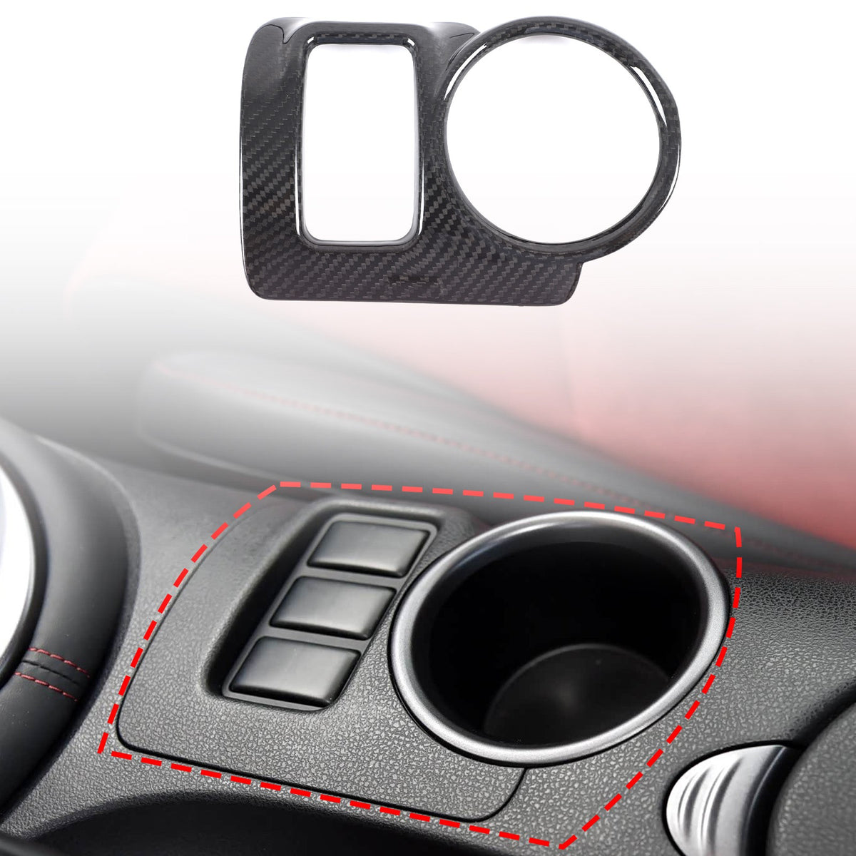 Real Carbon Fiber Center Console Cup Holder Trim For Nissan 370Z Z34 2009-2020 11