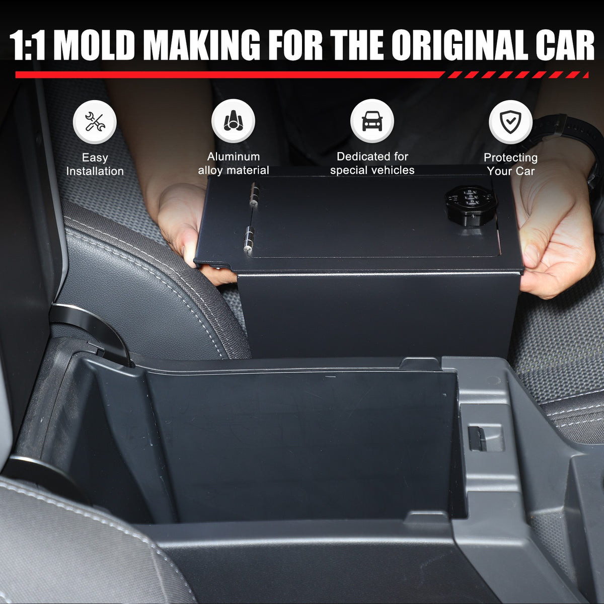 Alloy Center Console Safe Storage Lock Box Tray For Subaru Crosstrek GU 24+ US 3