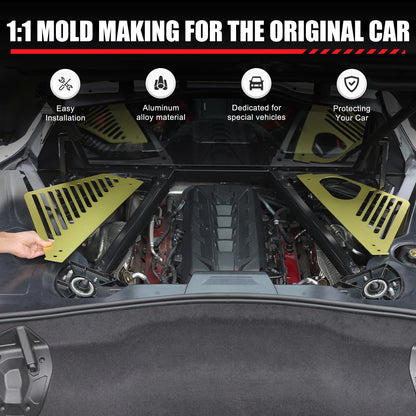 Yellow Engine Bay Side Panel Cover Overlay Coupe For Corvette C8 2020-26 3