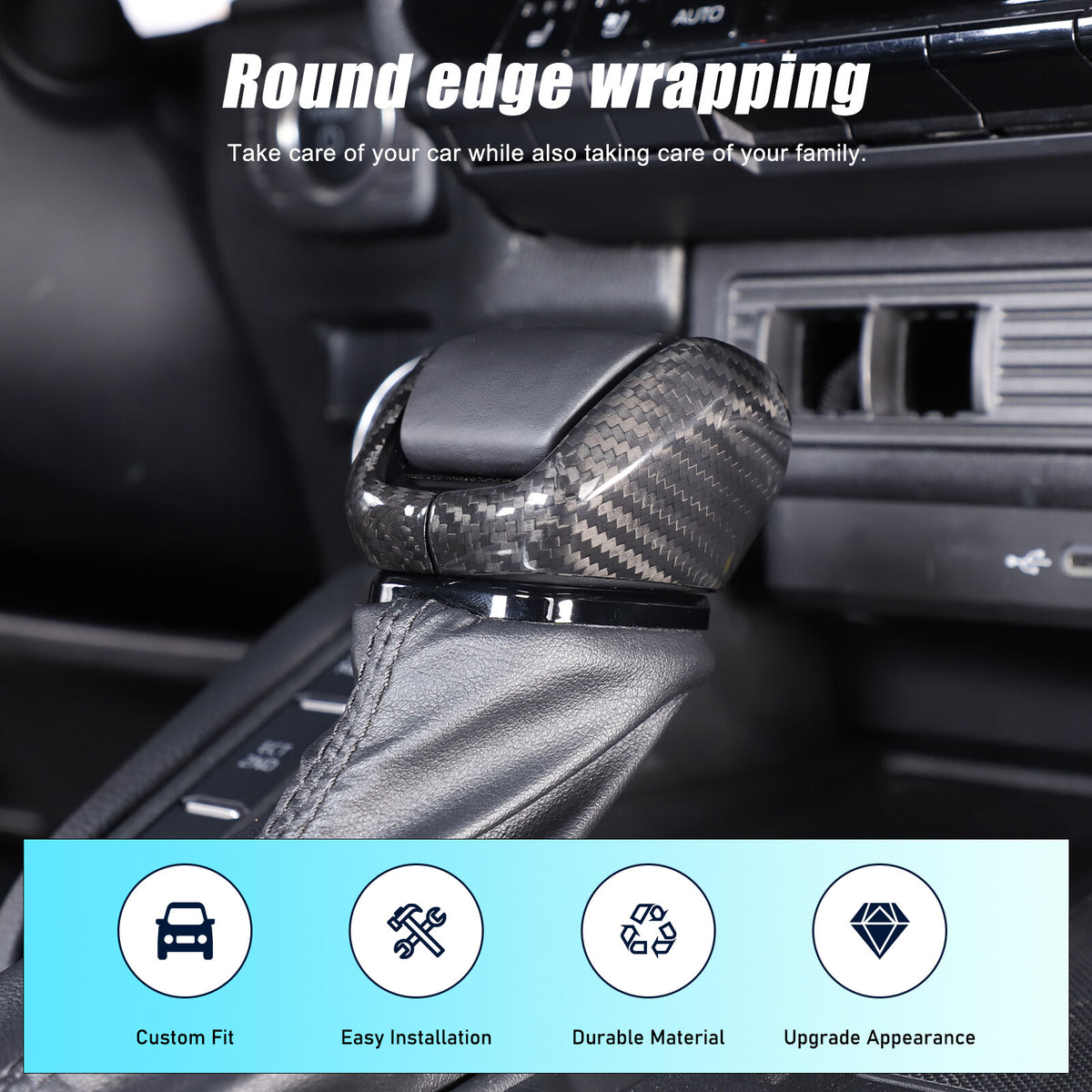 Real Carbon Fiber Center Gear Shift Knob Trim For Toyota Land Cruiser LC250 24+ 7
